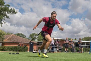 El chileno en un entrenamiento del Watford. 