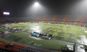 Así quedó la cancha del Atanasio Girardot luego de la tormenta eléctrica 