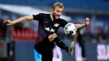 Laimer, en un partido con el Leipzig.