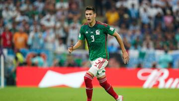 LUSAIL CITY, QATAR - NOVEMBER 26: Cesar Montes of Mexico controls the ball during the FIFA World Cup Qatar 2022 Group C match between Argentina and Mexico at Lusail Stadium on November 26, 2022 in Lusail City, Qatar. (Photo by Khalil Bashar/Jam Media/Getty Images)