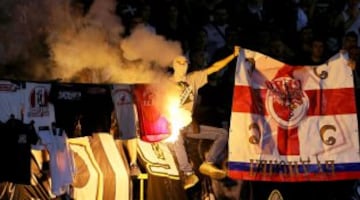 Partizan Belgrade fans burn Red Star jerseys during the Serbian SuperLiga soccer match between Partizan and Red Star in Belgrade, Serbia, 17 September 2016. Partizan won 1-0. (Belgrado) EFE/EPA/KOCA SULEJMANOVIC