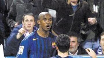 <b>ETOO. </b>Respondió a los gritos racistas haciendo el mono en Zaragoza.