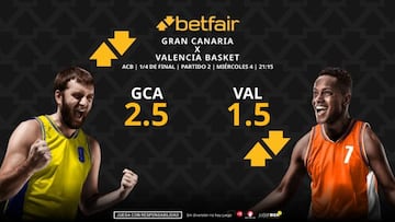 Gran Canaria vs. Valencia Basket (partido 2): horario, dónde ver, pronósticos, estadísticas y cuadro