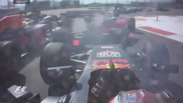 kVYAT chaca con su Red Bull con Vettel y su Ferrari.