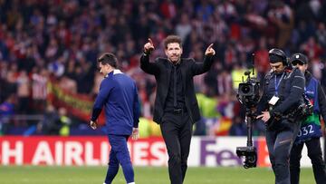 Diego Pablo Simeone, head coach of Atletico de Madrid, celebrates the victory during the UEFA Champions League, Round of 16, football match played between Atletico de Madrid and FC Internazionale Milano at Civitas Metropolitano stadium on March 13, 2024, in Madrid, Spain.