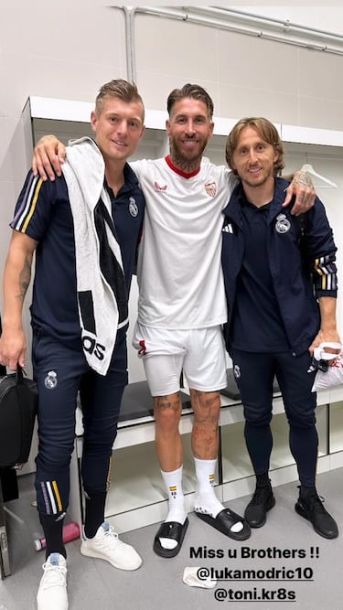 Ramos utiliza una foto con Modric y Kroos para destensar la polémica y hacer un guiño a su pasado