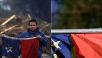 La bandera de Chile rescatada del 'tsunami' inspira a los jugadores chilenos