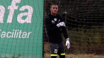 El portero Cristian Bonilla durante un entrenamiento con Equidad