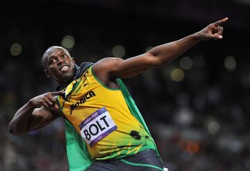 File photo dated 05-08-2012 of Jamaica's Usain Bolt celebrates winning the Men's 100m final at the Olympic Stadium, London.