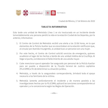 Metrobús: atropella a una mujer de la tercera edad este viernes