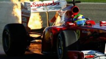 El Ferrari de Massa arde por un error humano