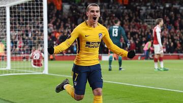 Griezmann celebra su gol al Arsenal. 