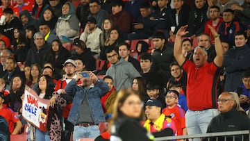 Futbol, Chile vs Uruguay.
Eliminatorias al mundial de la Fifa 2026.
Hinchas de la seleccion uruguaya alientan a su equipo durante un partido clasificatorio al mundial de 2026 contra Chile disputado en el estadio Nacional de Santiago, Chile.
09/09/2025
Jonnathan Oyarzun/Photosport
Football, Chile vs Uruguay.
2026 FIfa World Cup qualifiers.
Uruguay fans cheer up their team during a 2026 Fifa World Cup qualifier match against Chile at the National stadium in Santiago, Chile.
09/09/2025
Jonnathan Oyarzun/Photosport