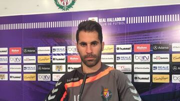 Javier Moyano, jugador del Real Valladolid, en rueda de prensa.
