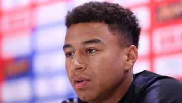 Jesse Lingard, durante una conferncia de prensa con Inglaterra.