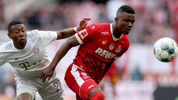 David Alaba y Jhon C&oacute;rdoba en un Bayern M&uacute;nich vs Colonia