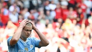 Erling Haaland, jugador del Manchester City, durante la final de FA Cup ante el Manchester United.