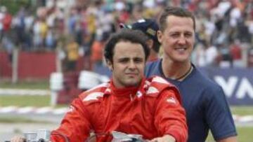 <b>EXHIBICIÓN.</b> El ex compañero de Schumacher en Ferrari oragnizó una carrera de karts en su tierra, Brasil.