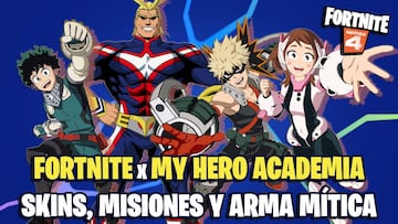 Fortnite x My Hero Academia: nuevas skins de Midoriya, Uraraka, Bakugo y All Might, Misiones y nueva arma Mítica