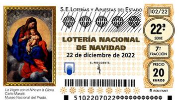 'La Virgen con el Niño en la Gloria', cuadro que aparece en los décimos de la Lotería de Navidad 2022.