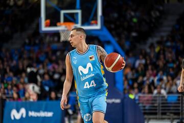 Toms Leimanis, base-escolta del Movistar Estudiantes, durante la final de la Copa Princesa ante el Leyma Coruña.