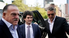 FILE PHOTO: Sam Bankman-Fried, the founder of bankrupt cryptocurrency exchange FTX, arrives at court as lawyers push to persuade the judge overseeing his fraud case not to jail him ahead of trial, at a courthouse in New York, U.S., August 11, 2023.  REUTERS/Eduardo Munoz/File Photo