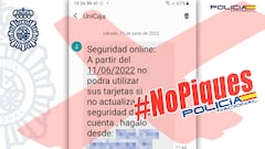 Aviso de la Policía sobre un caso de 'pishing' realizado por ciberdelincuentes.
Foto (Twitter @Policía).