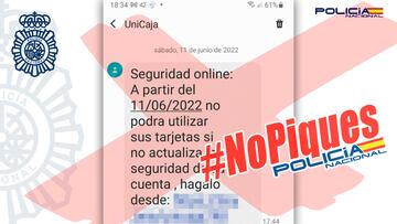 Aviso de la Policía sobre un caso de 'pishing' realizado por ciberdelincuentes.
Foto (Twitter @Policía).