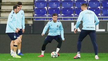 Embarba, en su primer entrenamiento con el Espanyol en Cornell&agrave;.