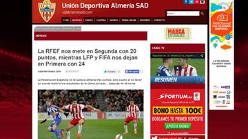 La RFEF quita tres puntos al Almería sin esperar a la justicia