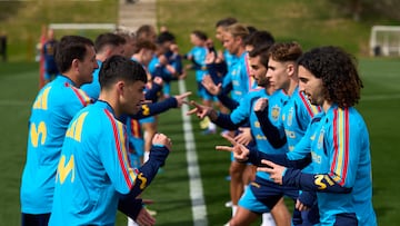 Los internacionales españoles, durante el último entrenamiento en Las Rozas.