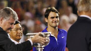 Roger Federer llora en la final del Open de Australia 2009.