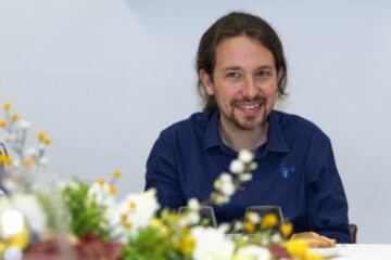 Pablo Iglesias durante la comida en el Diario AS