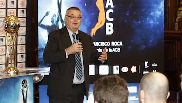 Francisco Roca, presidente de la ACB, durante la presentaci&oacute;n de la Copa del Rey.