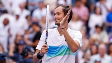 Daniil Medvedev celebra su victoria contra Nuno Borges en el US Open.