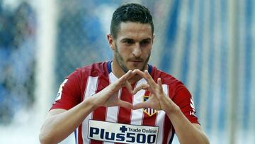 Koke celebra su gol contra el Espanyol.
