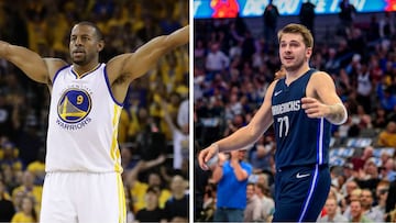 Andre Iguodala, a la izquierda y Luka Doncic, a la derecha