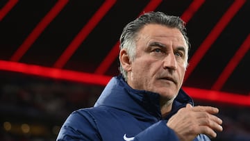 Paris Saint-Germain's French head coach Christophe Galtier arrives prior to the UEFA Champions League round of 16, 2nd-leg football match FC Bayern Munich v Paris Saint-Germain FC in Munich, southern Germany, on March 8, 2023. (Photo by FRANCK FIFE / AFP)