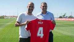 Pep Guardiola, en la Ciudad Deportiva del Girona