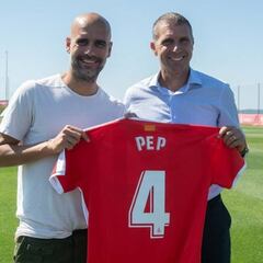Pep Guardiola visita al Girona y se hace socio del club