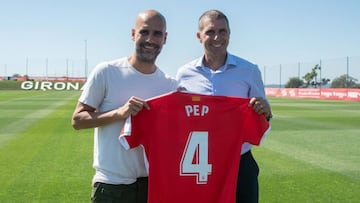 Pep Guardiola, en la Ciudad Deportiva del Girona