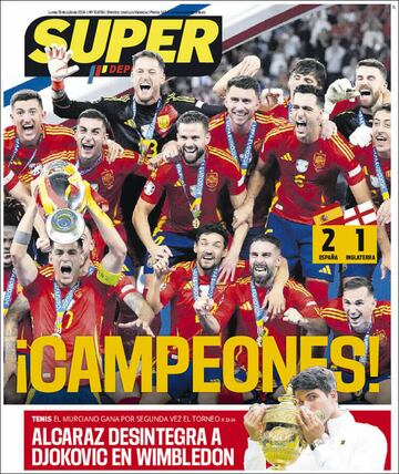 Invencibles, Reyes de Europa... Las portadas del triunfo de España en la Euro