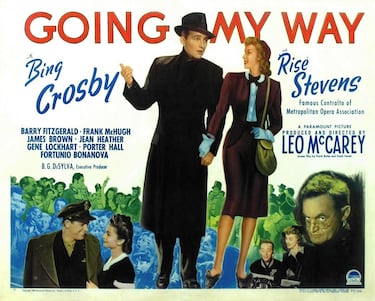 Bing Crosby protagoniza Going My Way, la película ganadora del Oscar a Mejor Película en 1944. Su interpretación del padre O'Malley conquistó al público y a la crítica en plena Segunda Guerra Mundial.