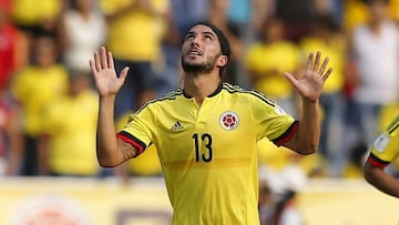 Sebasti&aacute;n P&eacute;rez celebrando su gol en el triunfo de la Selecci&oacute;n Colombia sobre Ecuador por Eliminatorias rumbo a Rusia 2018