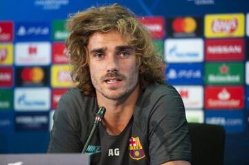 Barcelona's Antoine Griezmann speaks to the media ahead of his side's clash with Inter Milan.