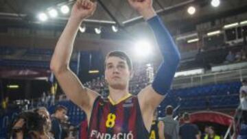 Mario Hezonja celebra la victoria ante el Real Madrid en la última jornada disputada de la Euroliga.