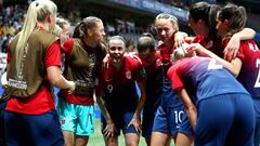 NICE, FRANCE - JUNE 22: Isabell Herlovsen of Norway celebrates with teammates after scoring her team&#039;s first goal during the 2019 FIFA Women&#039;s World Cup France Round Of 16 match between Norway and Australia at Stade de Nice on June 22, 2019 in N