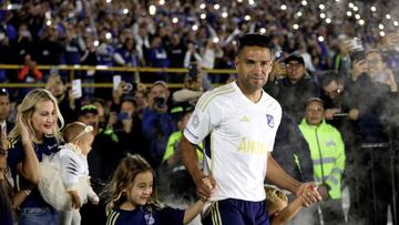 Lorelei y sus celebración tras el gol de Falcao con Nacional