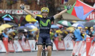 Ion Izagirre celebra su victoria en Morzine en la 20ª etapa del Tour de Francia 2016.