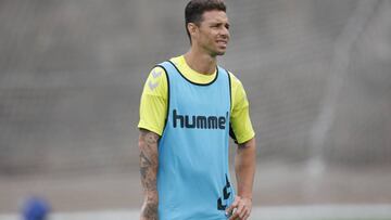 Rubén Castro, en una entrenamiento de Las Palmas.